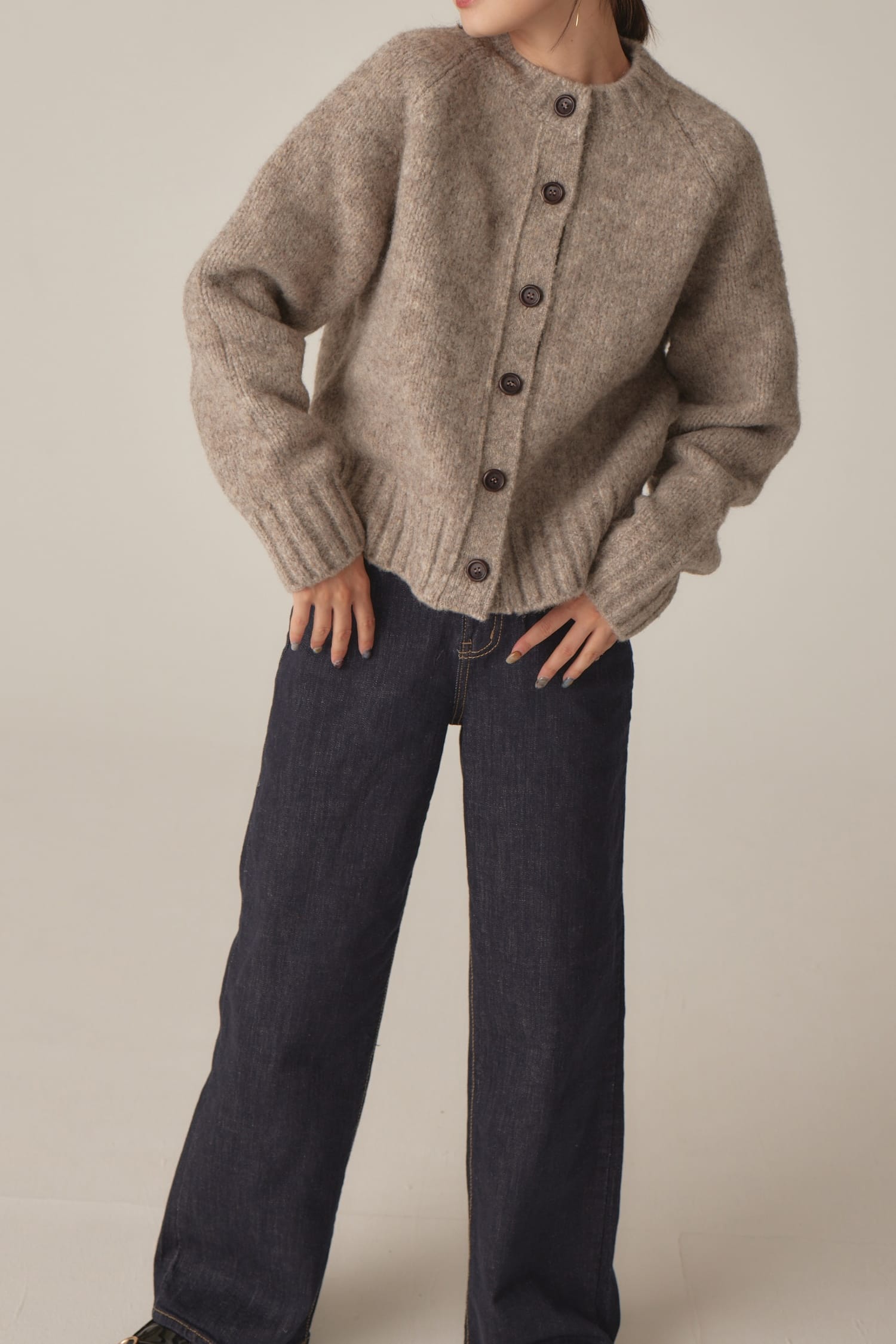 mixture knit cardigan