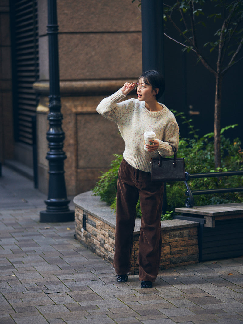 corduroy straight pants【dark brown】