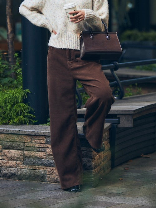 corduroy straight pants【dark brown】