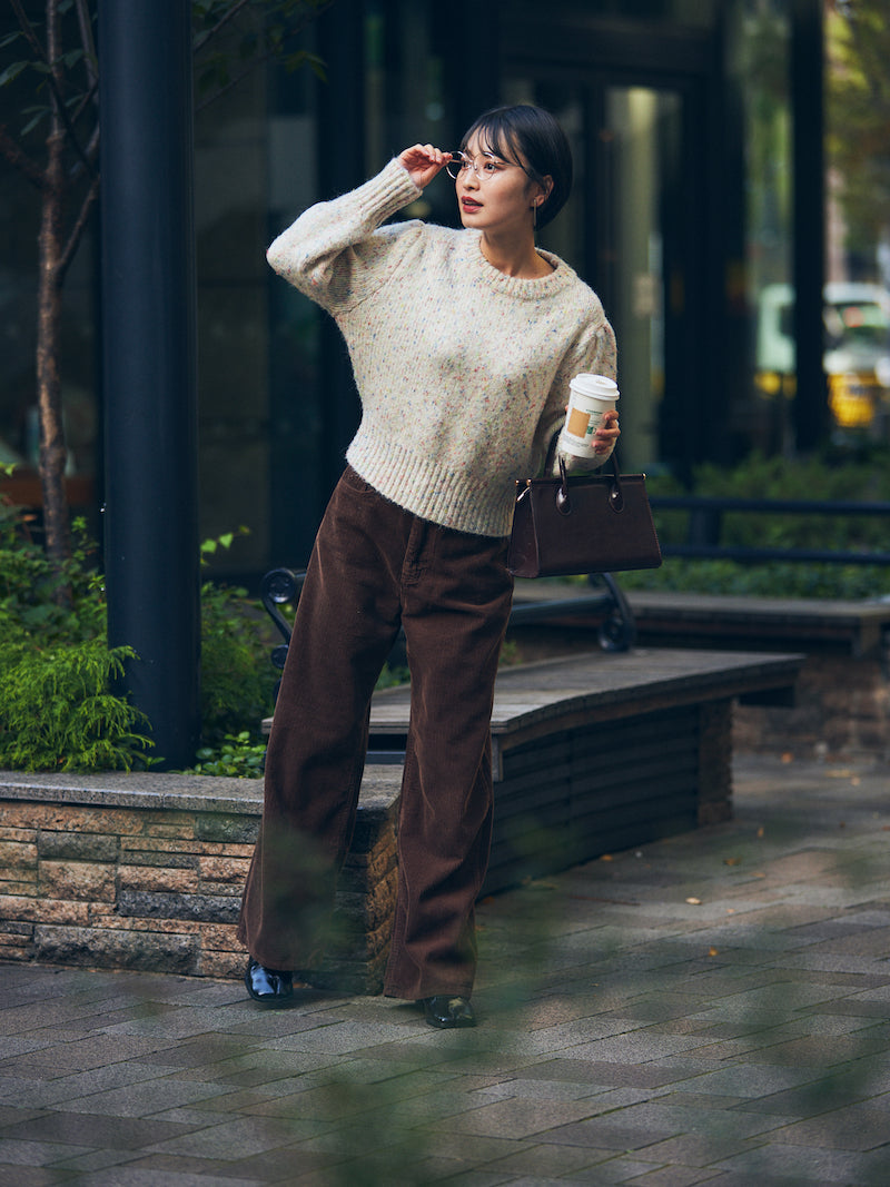 corduroy straight pants【dark brown】