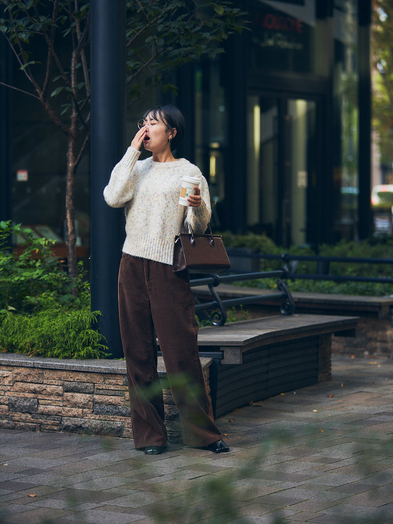 corduroy straight pants【dark brown】