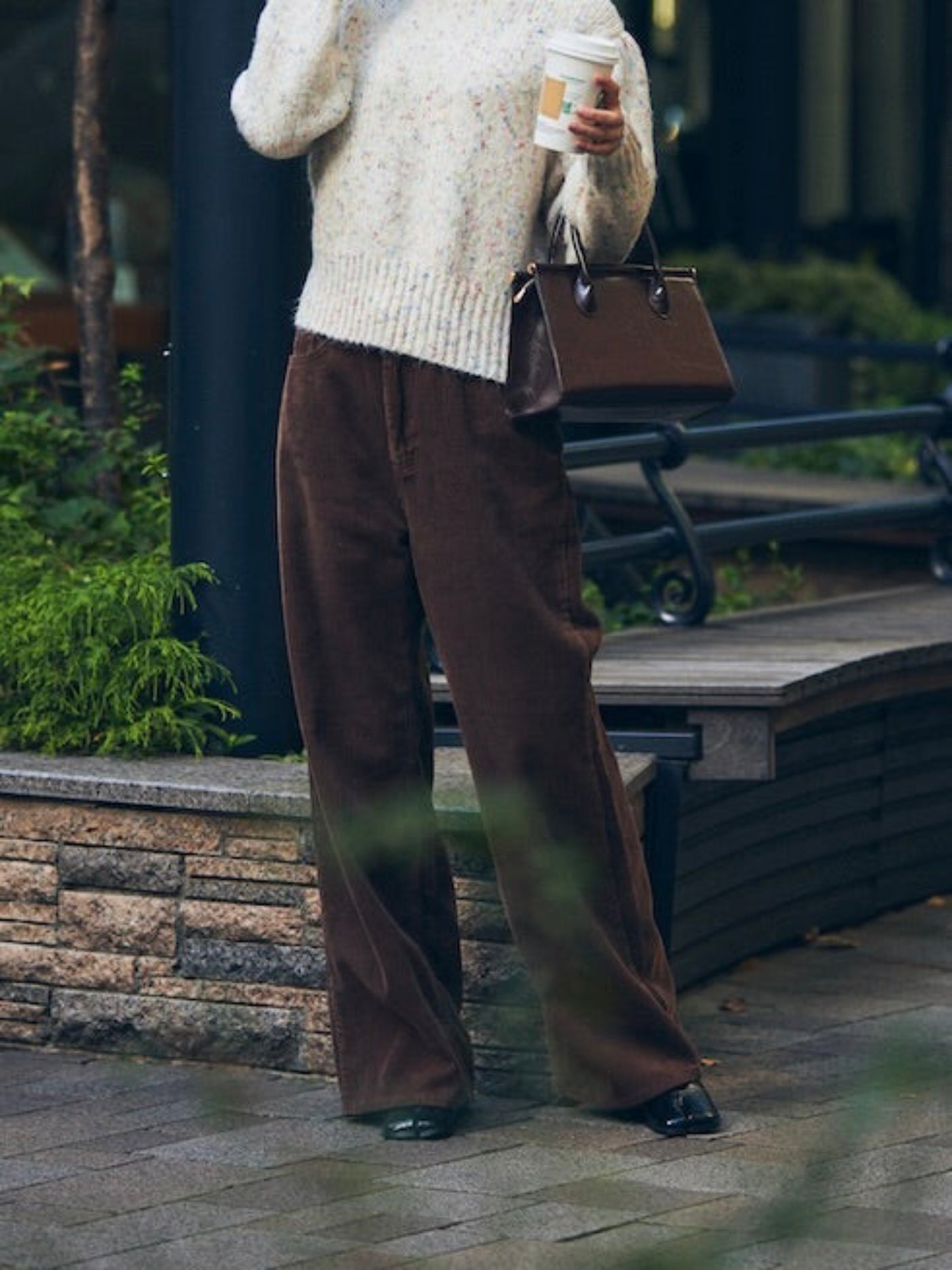 corduroy straight pants【dark brown】
