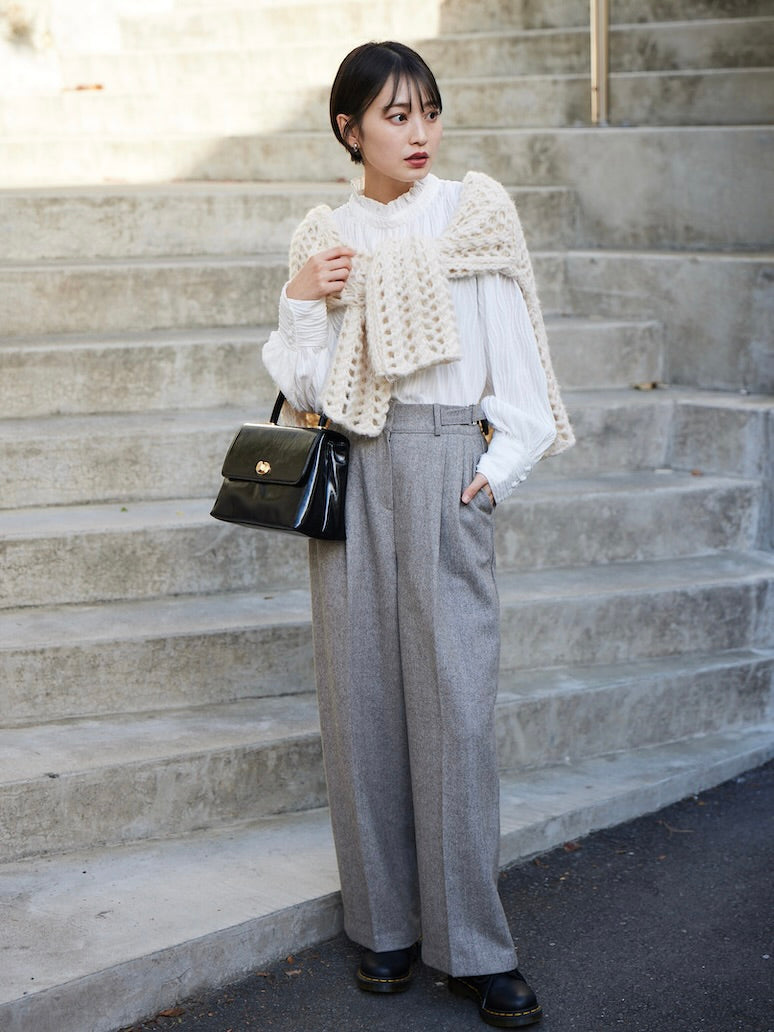 herringbone side belt pant