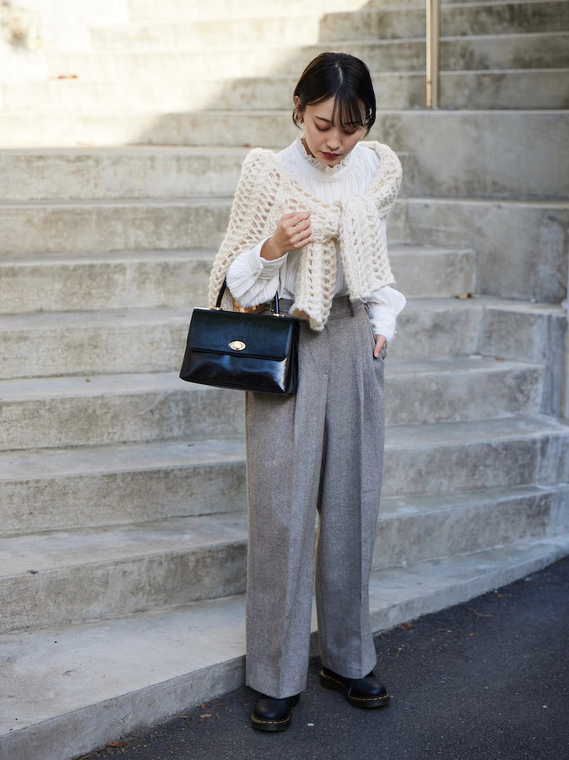 herringbone side belt pant