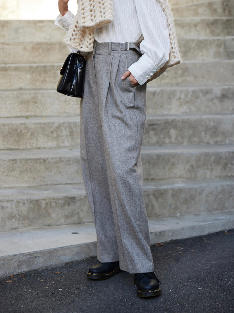 herringbone side belt pant