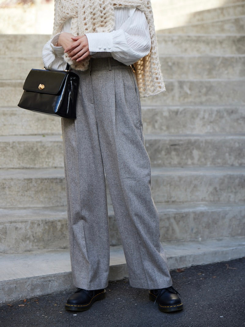 herringbone side belt pant