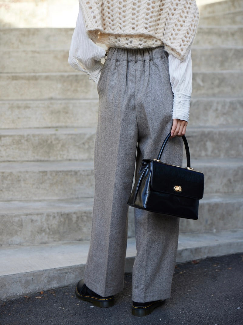 herringbone side belt pant