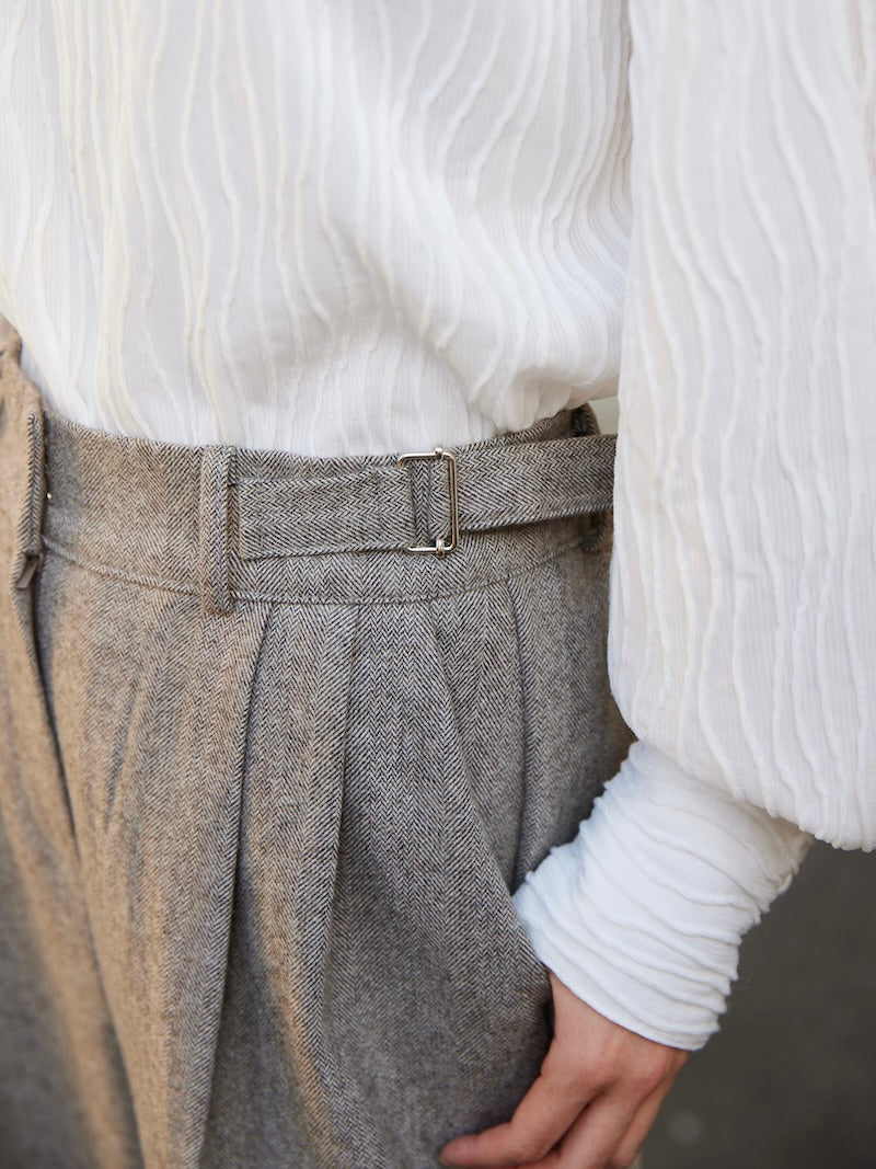 herringbone side belt pant