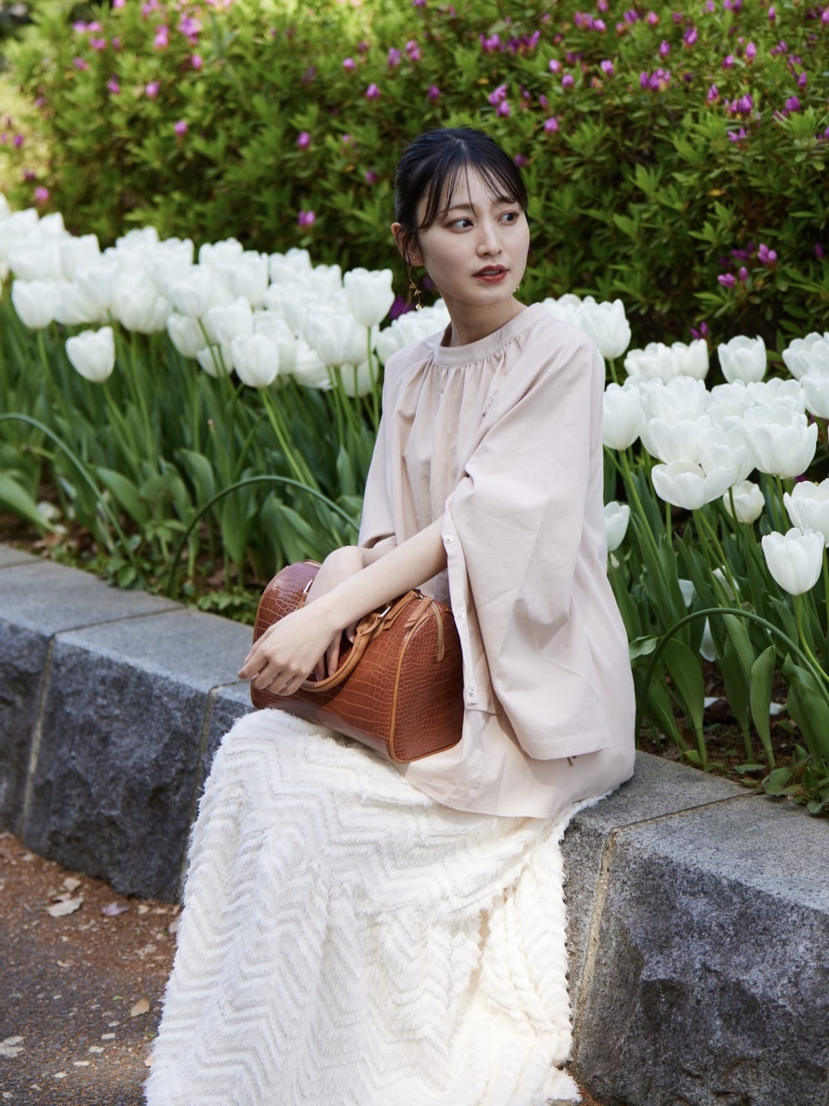 sleeve slit gather blouse POPUP