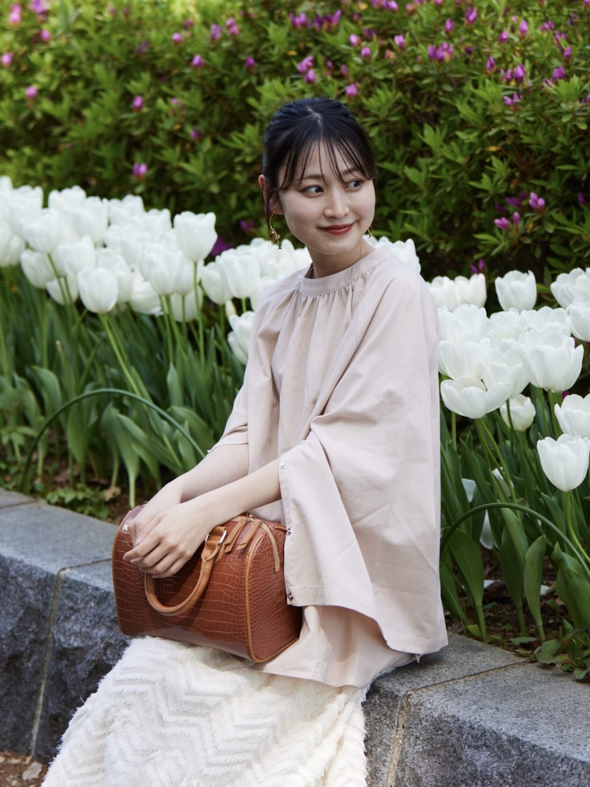 sleeve slit gather blouse POPUP