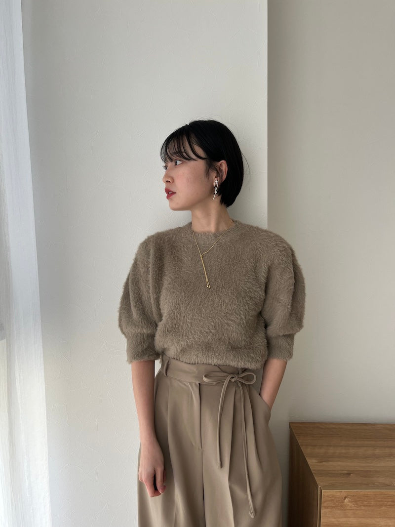 half sleeve shaggy knit