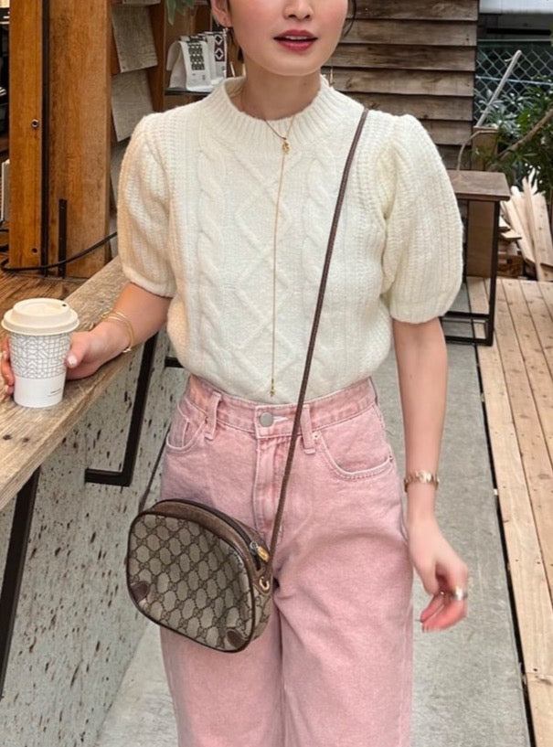 half sleeve cable knit