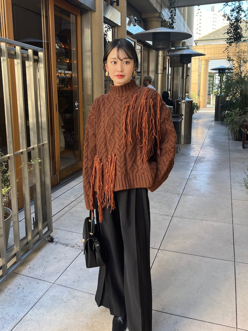 fringe design knit【brown】