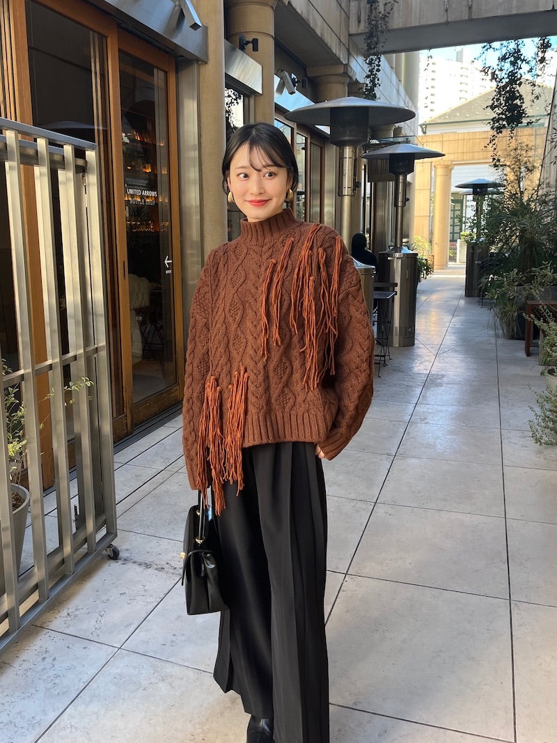 fringe design knit【brown】