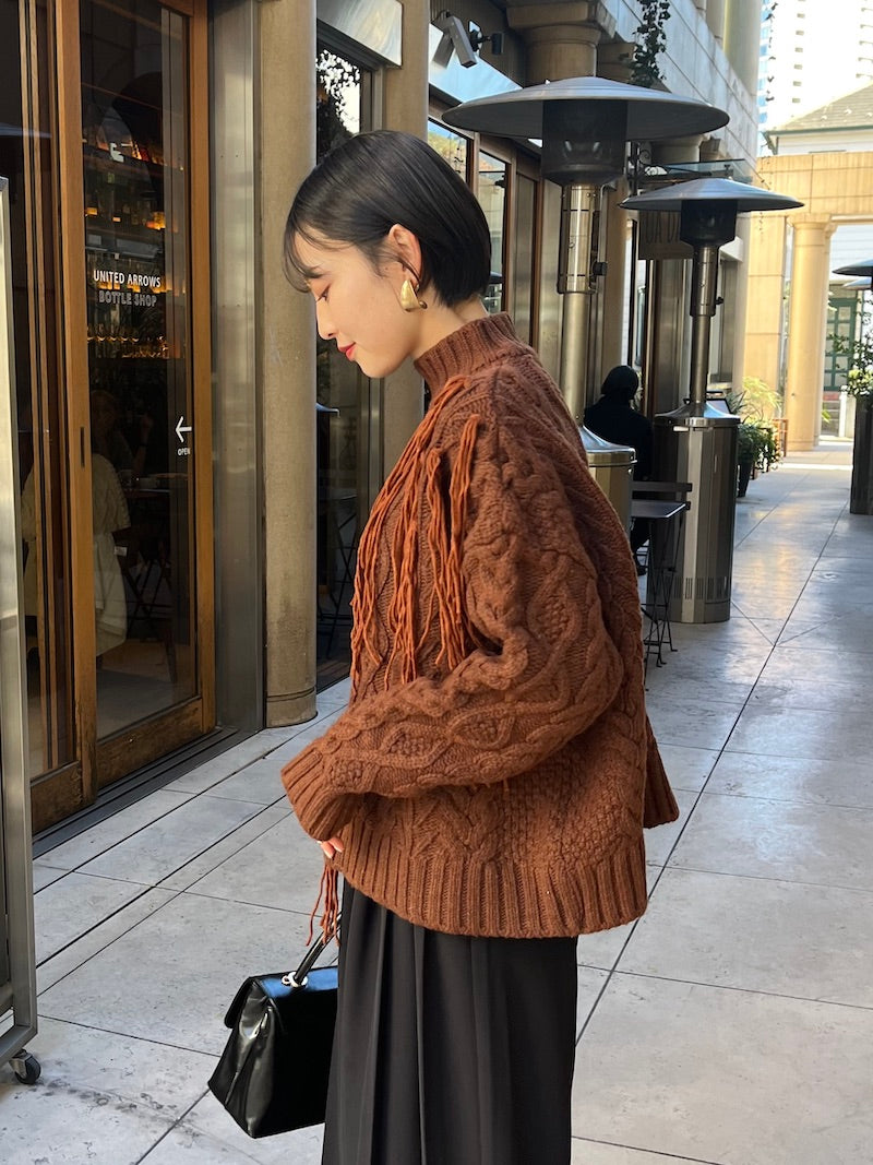 fringe design knit【brown】