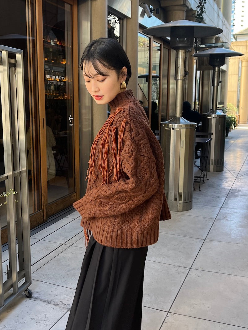 fringe design knit【brown】