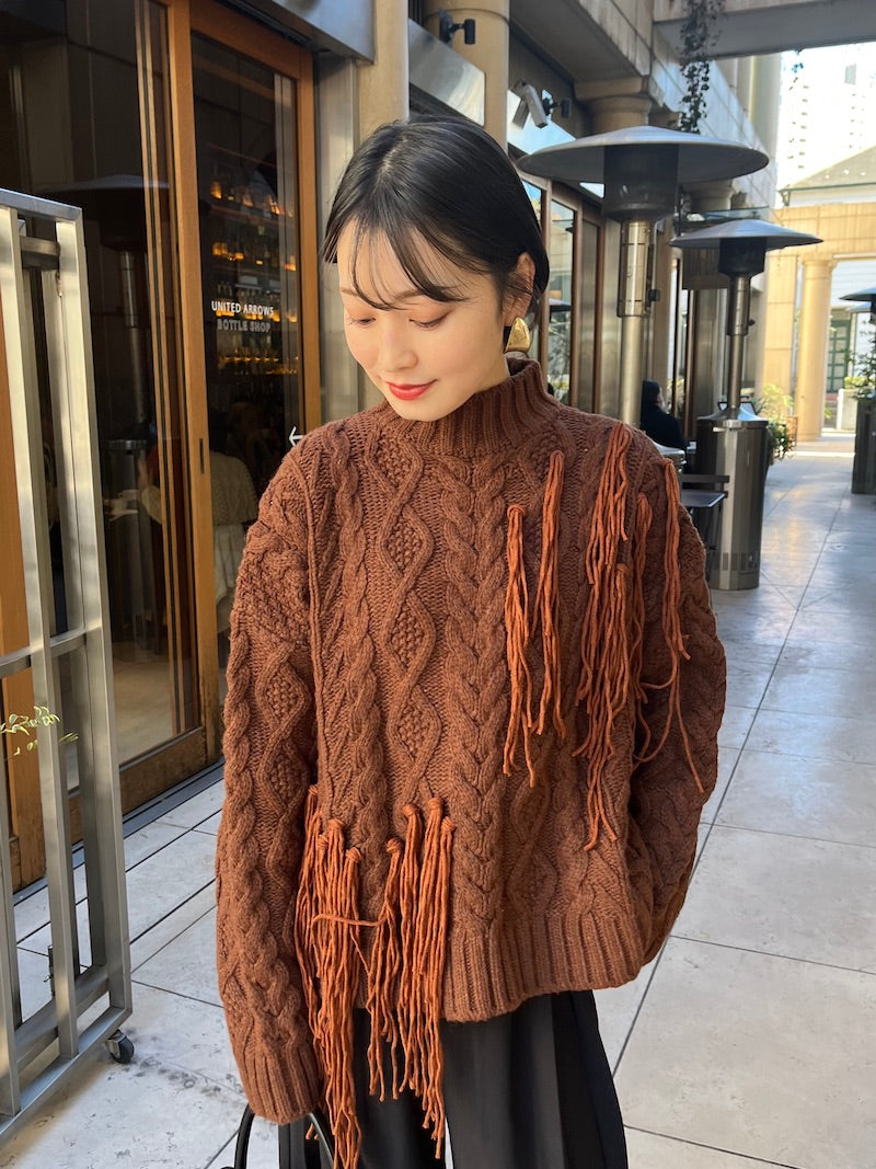 fringe design knit【brown】