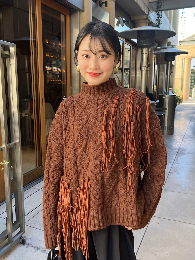 fringe design knit【brown】