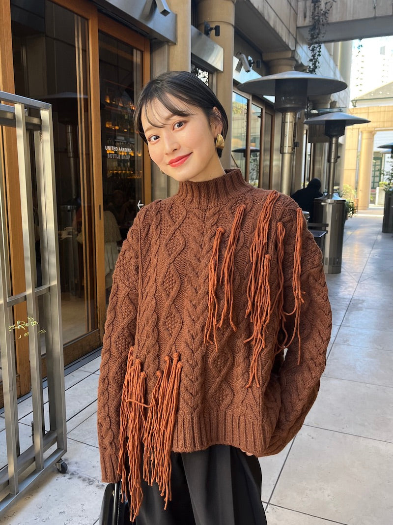 fringe design knit【brown】