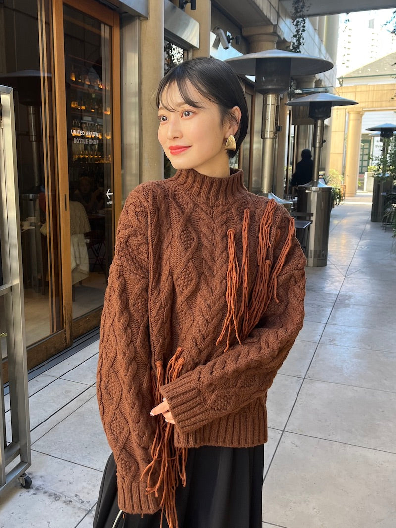 fringe design knit【brown】