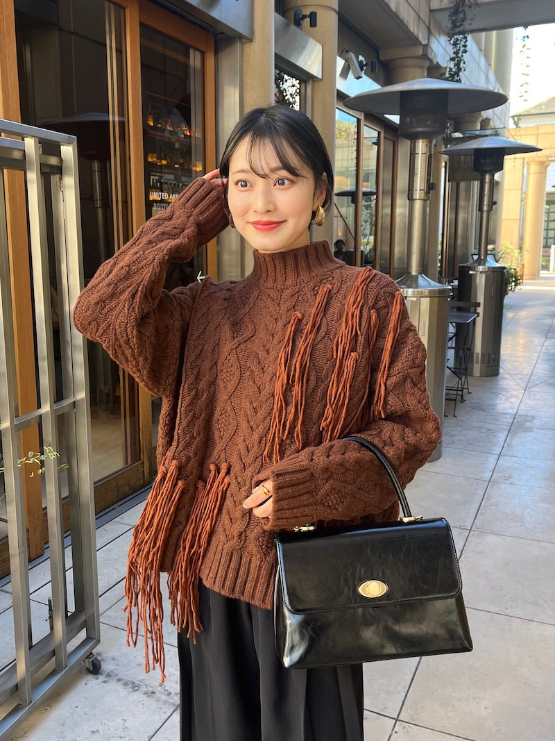fringe design knit【brown】