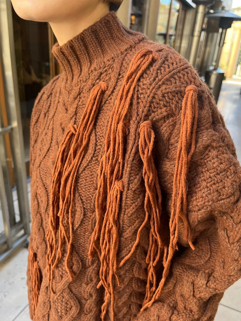 fringe design knit【brown】