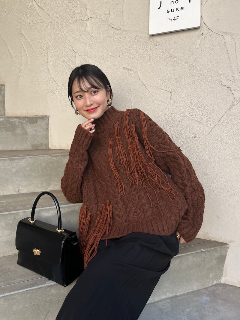 fringe design knit【brown】