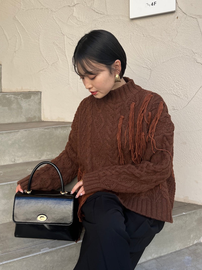 fringe design knit【brown】