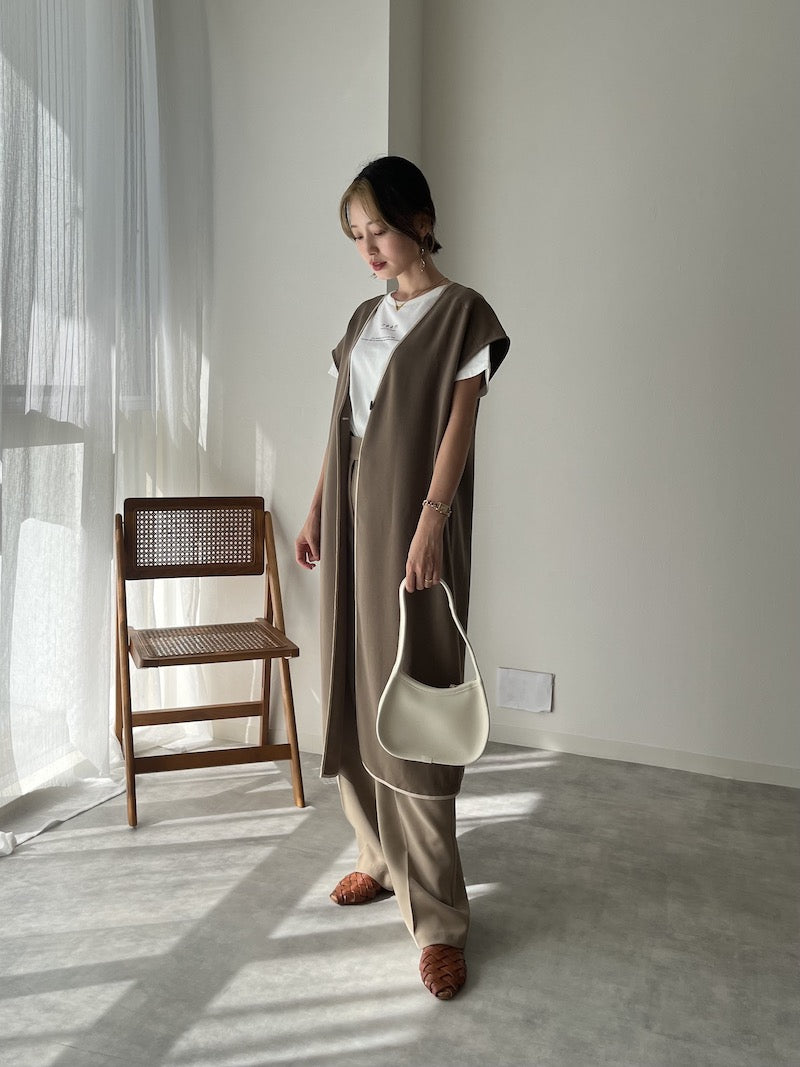 original bicolor long gilet【brown】