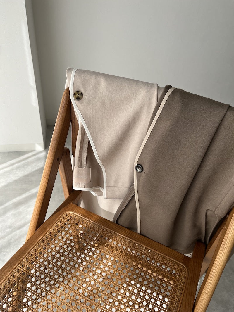 original bicolor long gilet【brown】