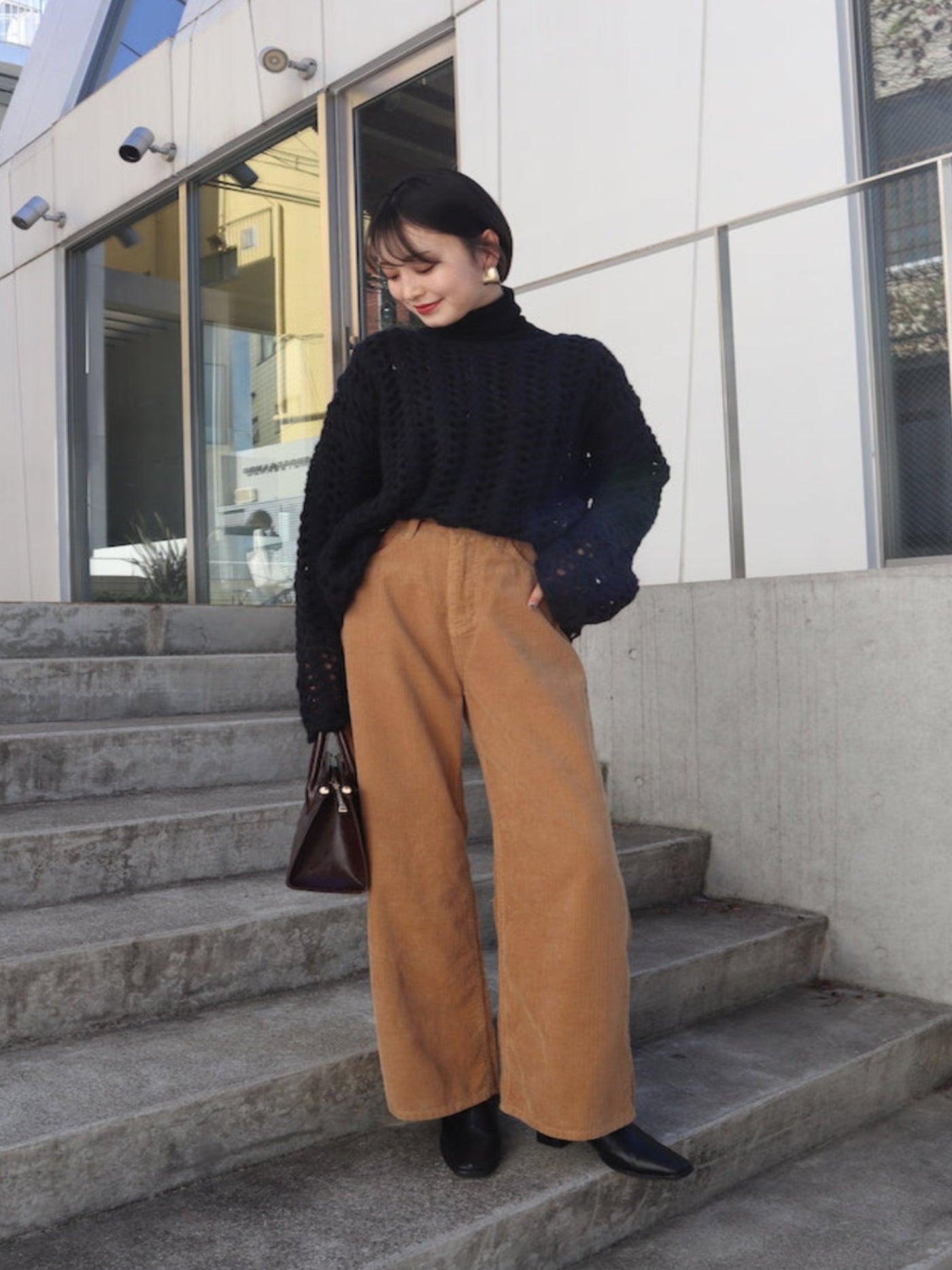 corduroy straight pants【camel】