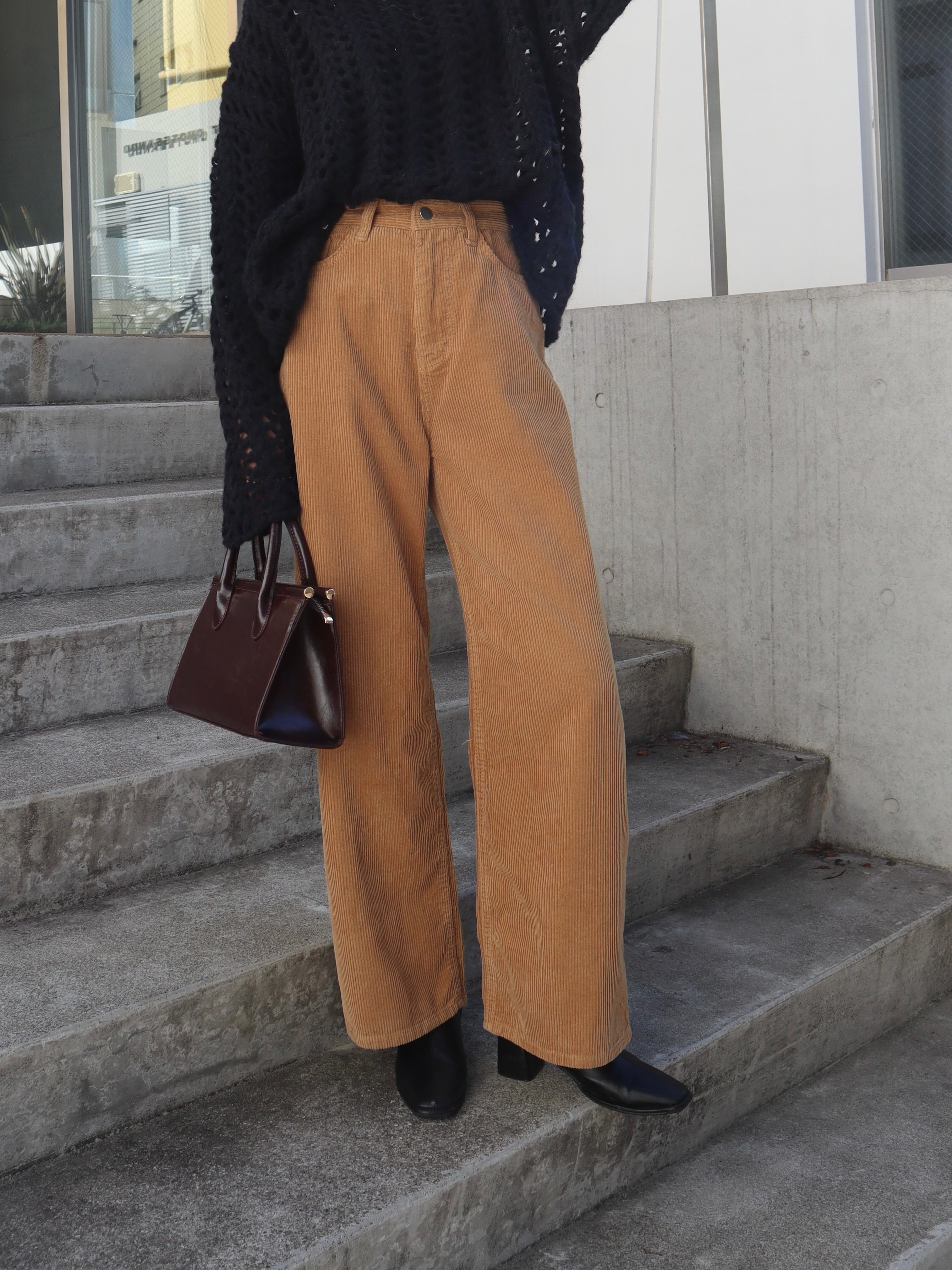 corduroy straight pants【camel】