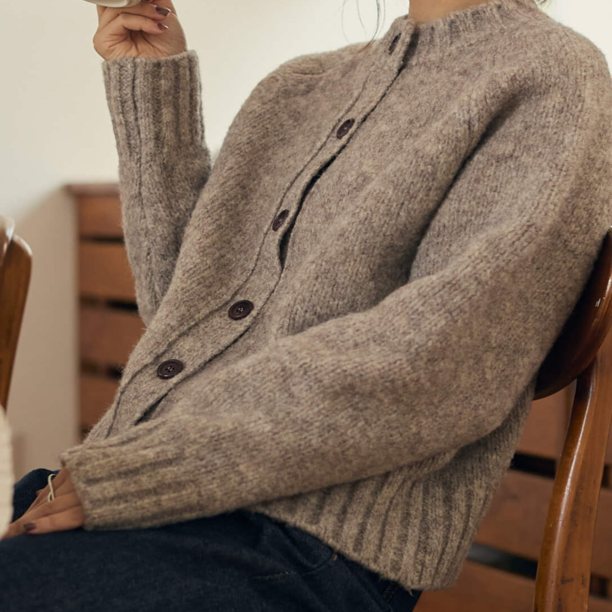 mixture knit cardigan
