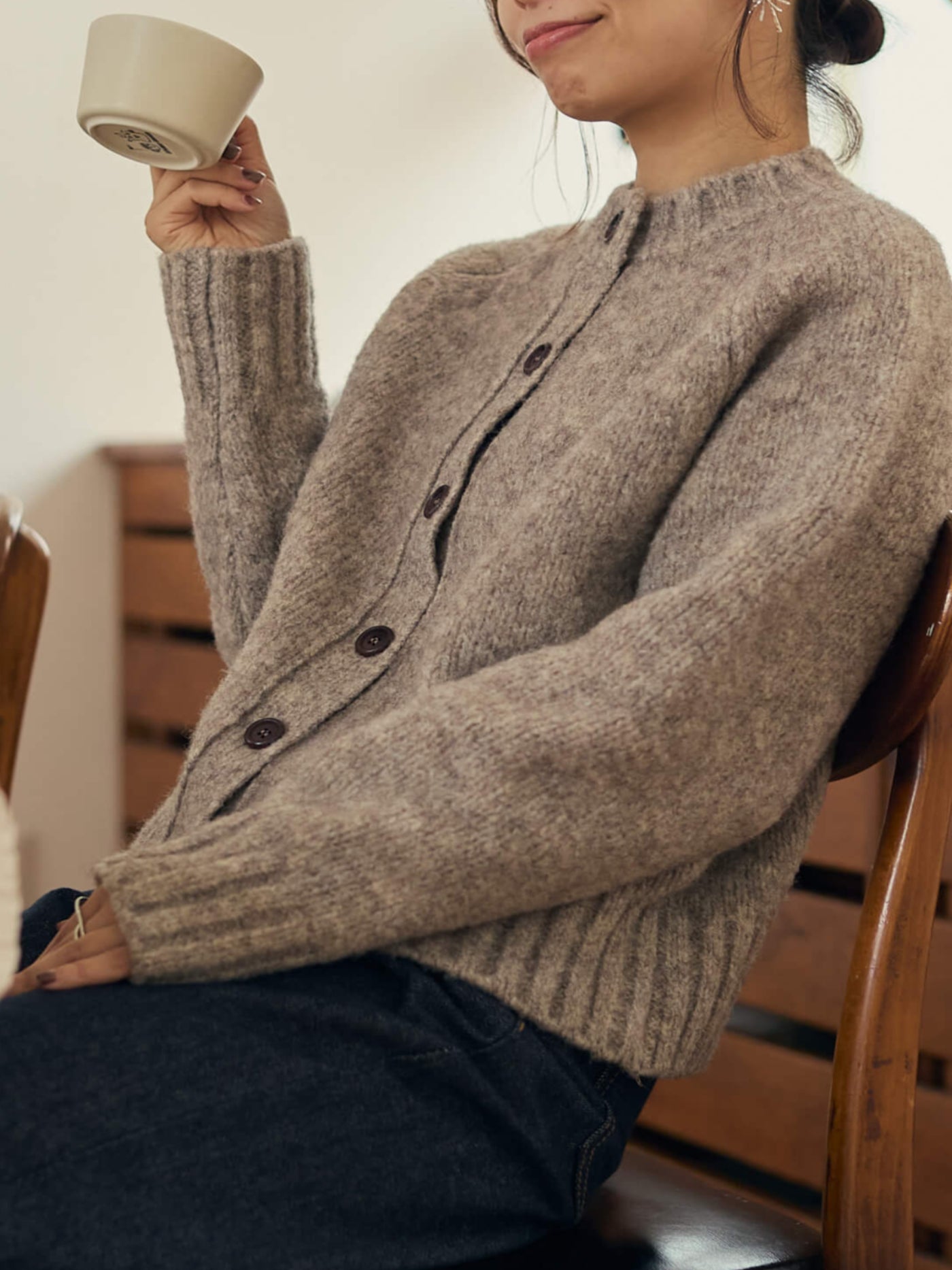 mixture knit cardigan