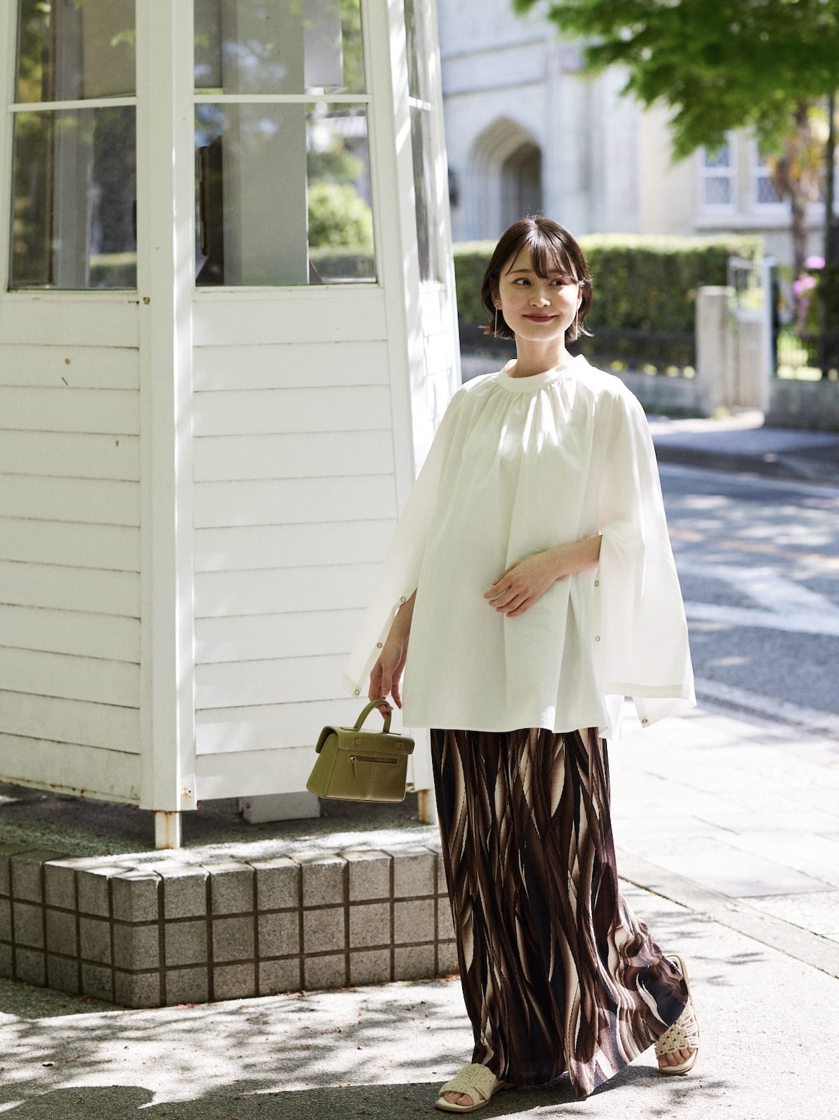 sleeve slit gather blouse POPUP