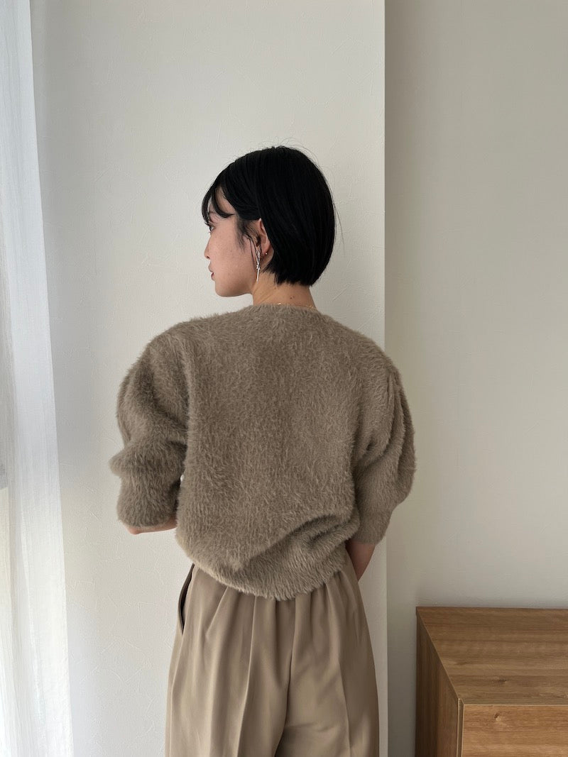 half sleeve shaggy knit