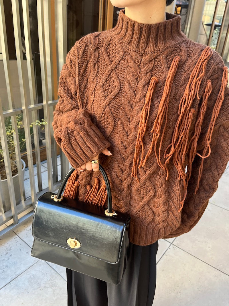 fringe design knit【brown】